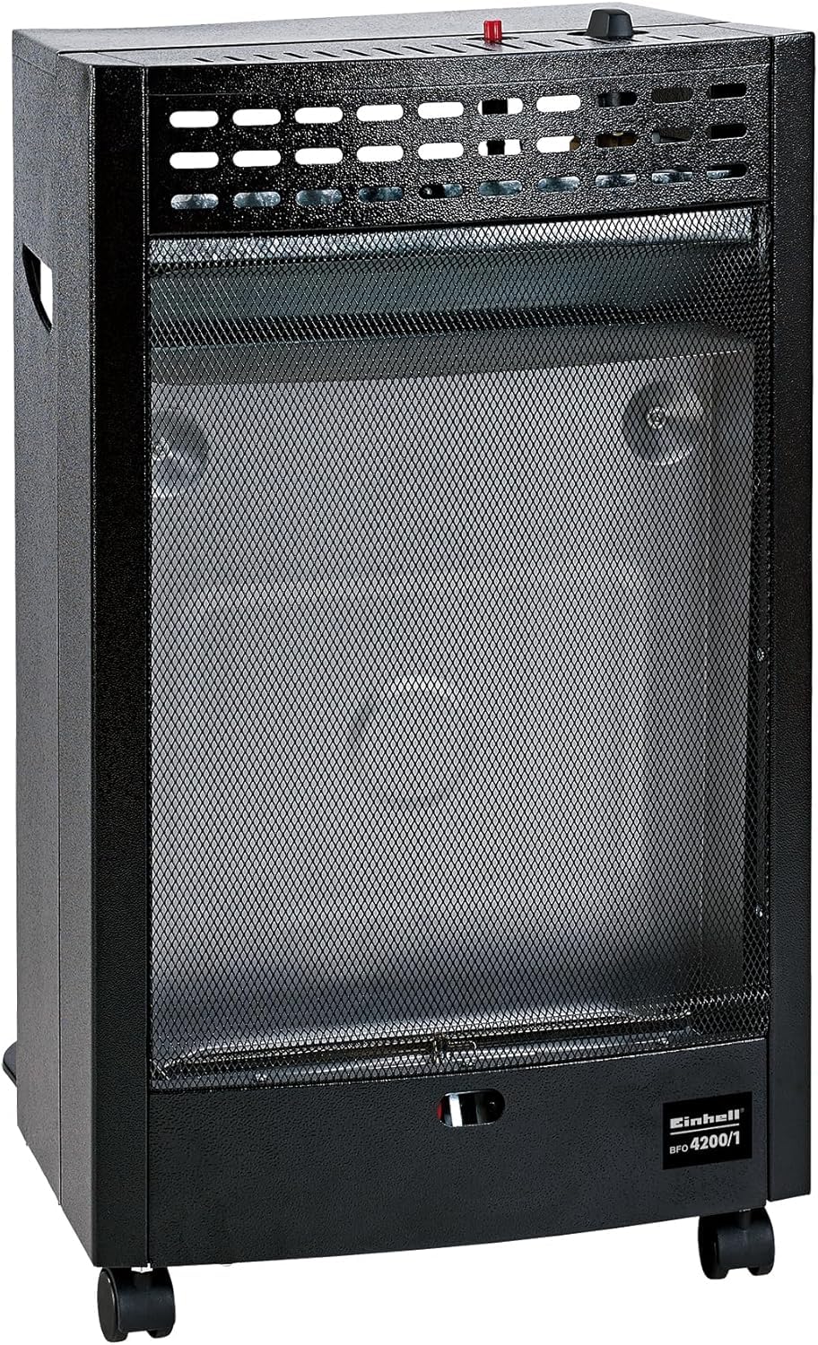 Einhell Blue Flame Gasheizofen BFO 4200/1 (4.200W, 300 g/h Gasverbrauch, Stahlblechgehäuse, Piezozünder, Lenkrollen, inkl. Gasschlauch) Schwarz