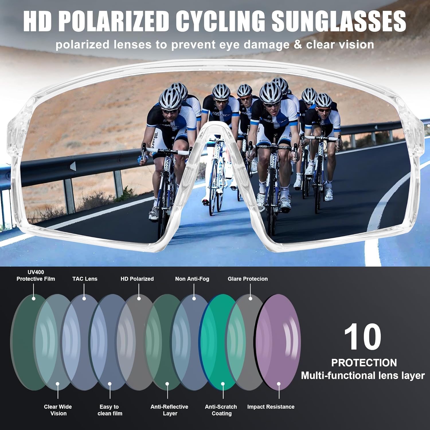 Polarized Sports Sunglasses UV Protection Ventilation Design Outdoor Sports Running Cycling Baseball Glasses for Men Women - Image 4