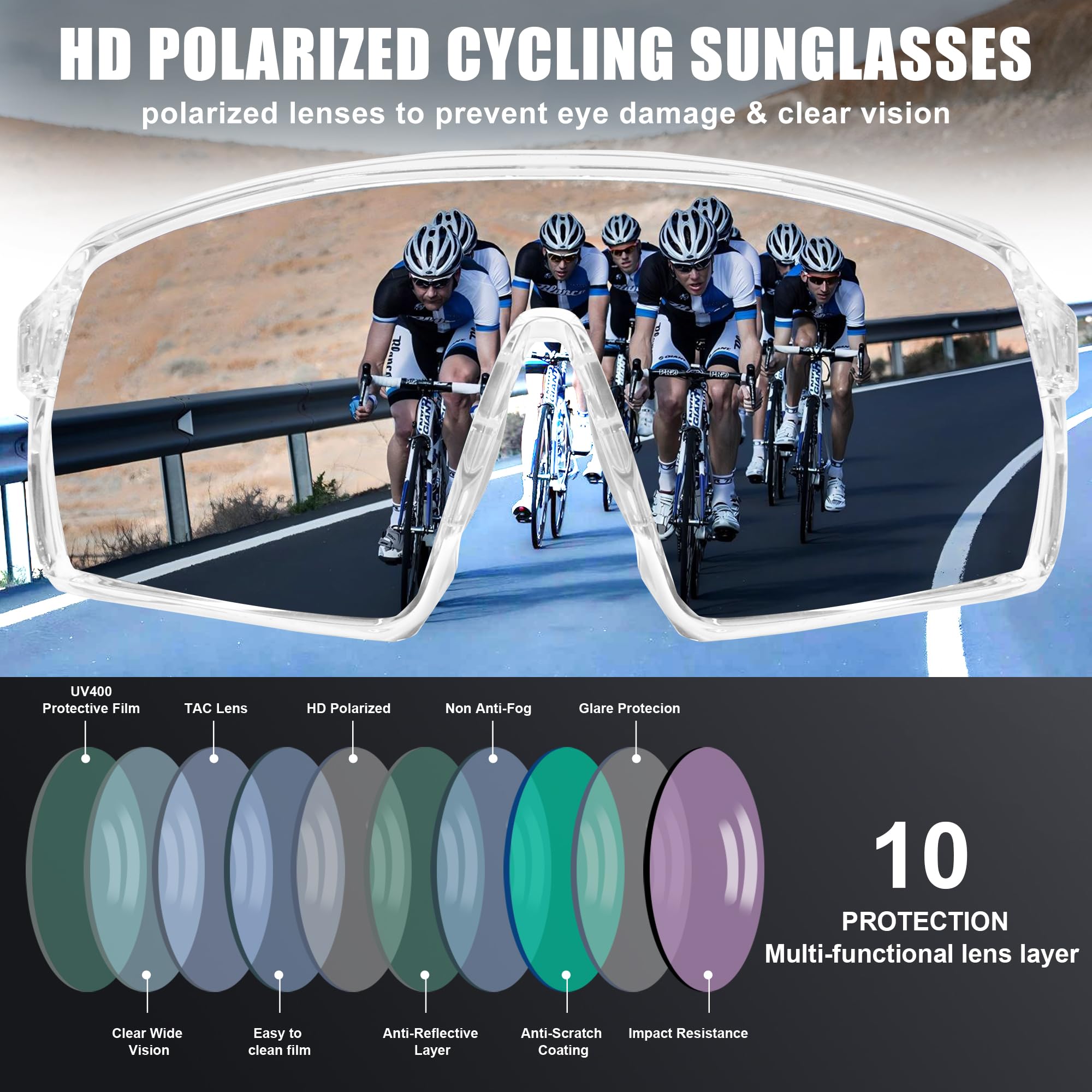 Polaryzacyjne sportowe okulary przeciwsłoneczne ochrona przed promieniowaniem UV wentylacja design sporty na świeżym powietrzu bieganie jazda na rowerze okulary baseballowe dla mężczyzn kobiet