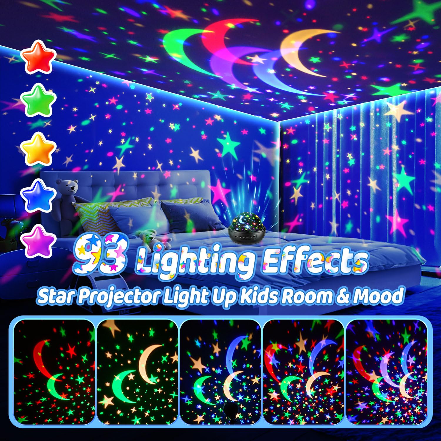 COOLNIGHT Night Light Projector for Bedroom 93 Lighting & 3 Films Star Projector Plug in Night Light Kids - Image 3