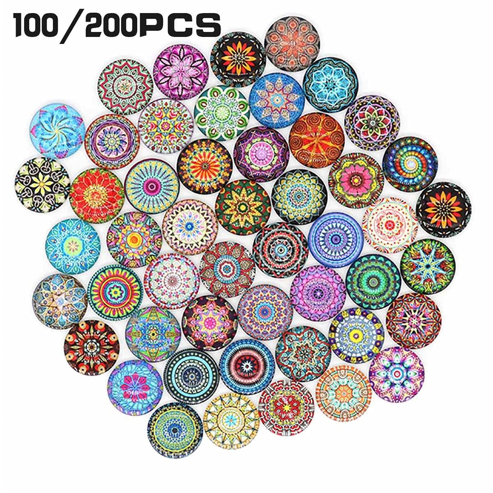 10 mm okrągłe wielokolorowe szklane mozaiki do majsterkowania, opakowanie 100 lub 200 sztuk(B,100PCS)