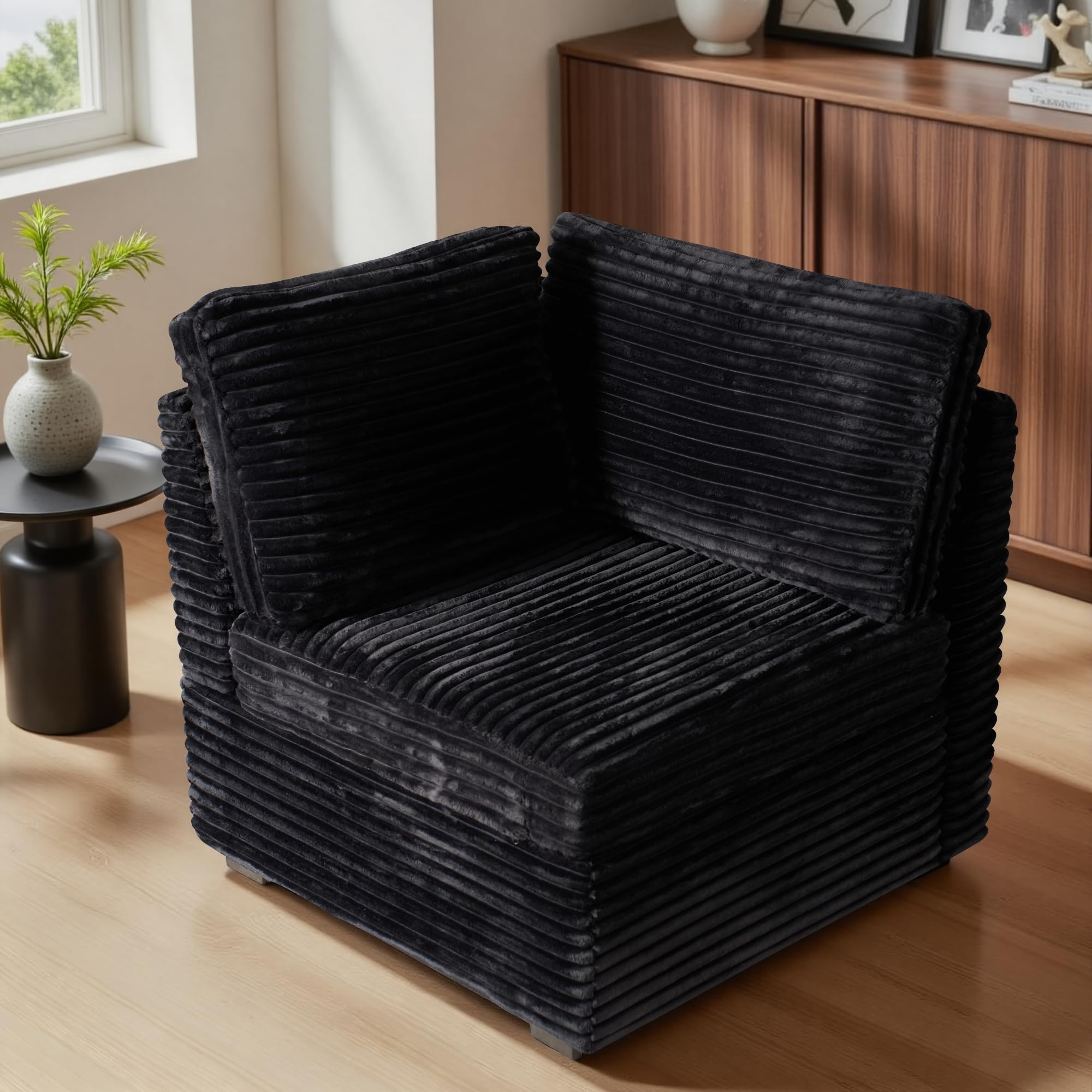 ovios 32.7 inches Armrest Seat Module for Modular Sectional Sofa Couch Loveseat, Customizable DIY Combination L, U, V Shaped Plush Corduroy Sofas