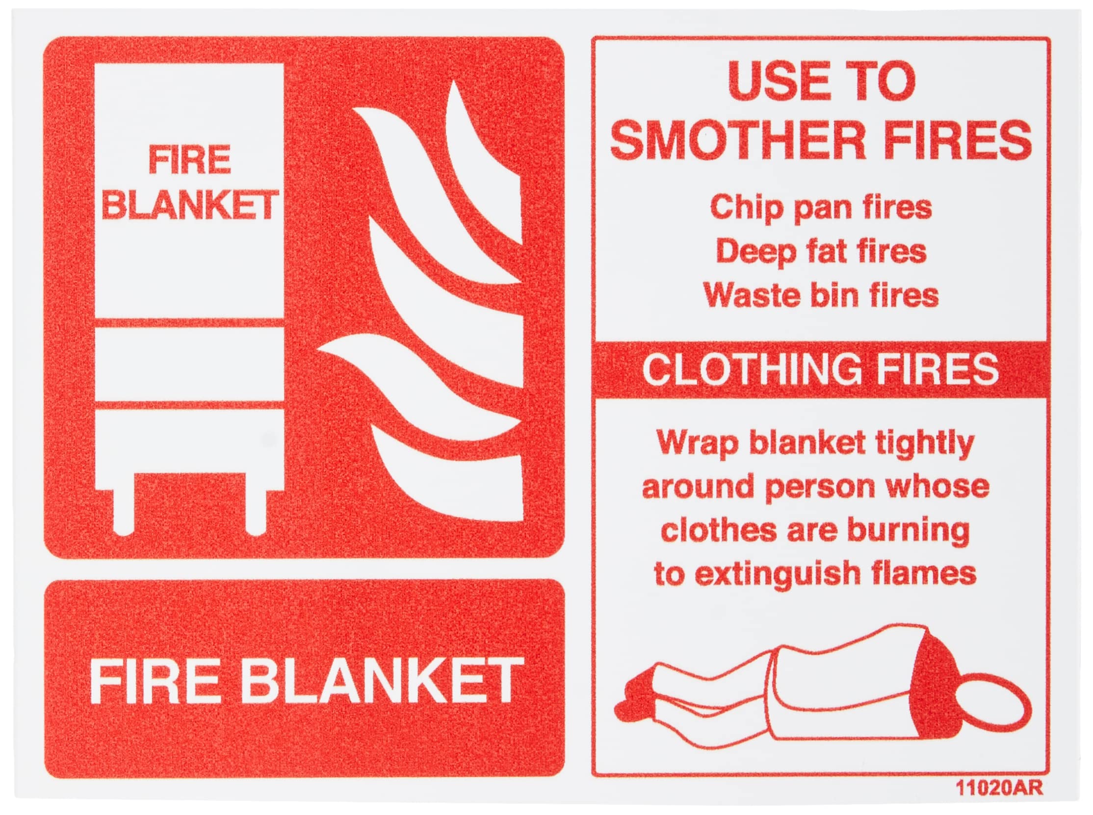 V Safety Fire Blanket Id Fire Extinguisher Sign - 200mm x 150mm - 1mm Rigid Plastic