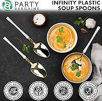 Vista 172 de Party Bargains Disposable Plastic Black Gold Cutlery Set, Infinity Modern Design Utensils, 40 Pack: 16 Forks, 8 Knives, 16 Spoons