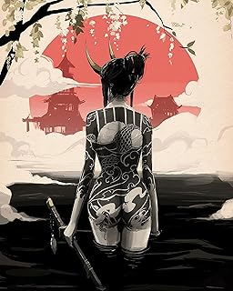 Japanische Frau Bushido Leinwand Bilder, Japanische Samurai Poster Kunst drucke, Samurai Leinwand Bilder für Wohnzimmer Schlafzimmer Dekor, ohne Rahmen(30x40cm)