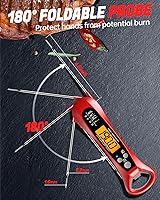 Vista 3 de Instant Read Meat Thermometer for Cooking, Fast & Precise Digital Food Thermometer with Backlight, Magnet, Calibration, Foldable Probe, Waterproof