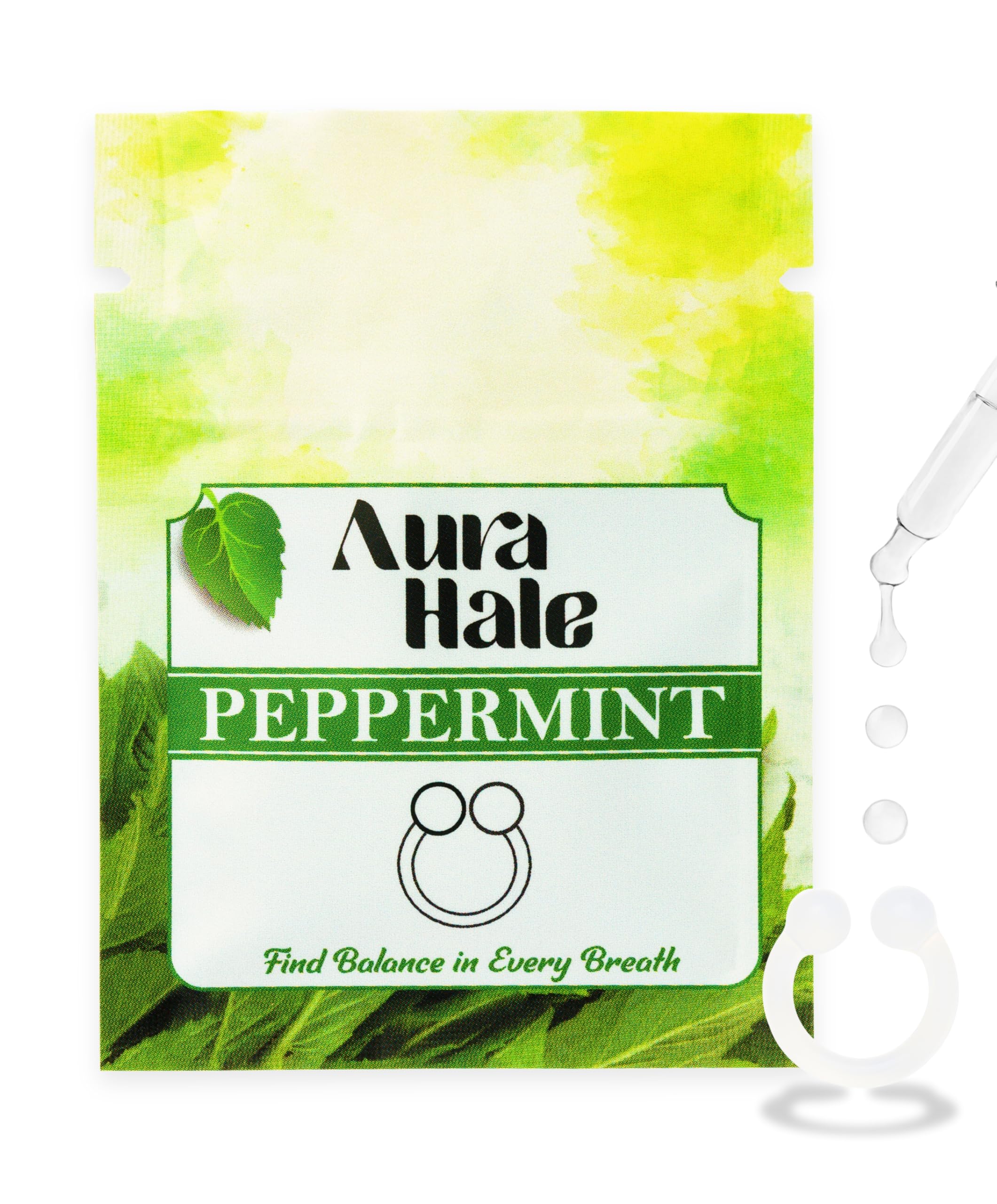 Aurahale Transparent Nasal Diffuser Ring – Peppermint Scent For Vibrant Focus, Stress Relief & Fresh Breaths | Wearable Aromatherapy | Medical-Grade Silicone | Organic Essential Oil Infused