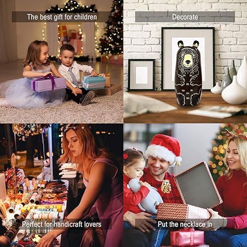 Miniatura 7 de HYCLES Muñecos de anidación ruso Matryoshka de madera apilables para niños, juguetes hechos a mano para niños, decoración de cumpleaños de Navidad,