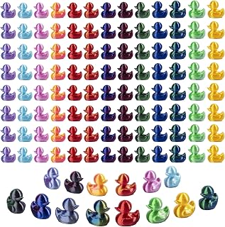 3D Printed 100pcs Mini Ducks Figurines - Anime ToysThemed Plastic Bulk Tiny Ducking Ornaments,Shiny Gradient Color for Potted Miniature Decoration Garden Dollhouse Cake Decoration