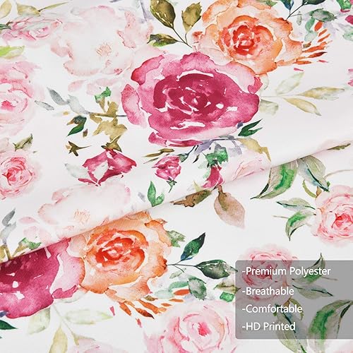 Miniatura 4 de Claswcalor Delantal de flores rosas con bolsillos, delantal floral para cocinar, delantal de cocina con rosas de acuarela para mujer, delantal