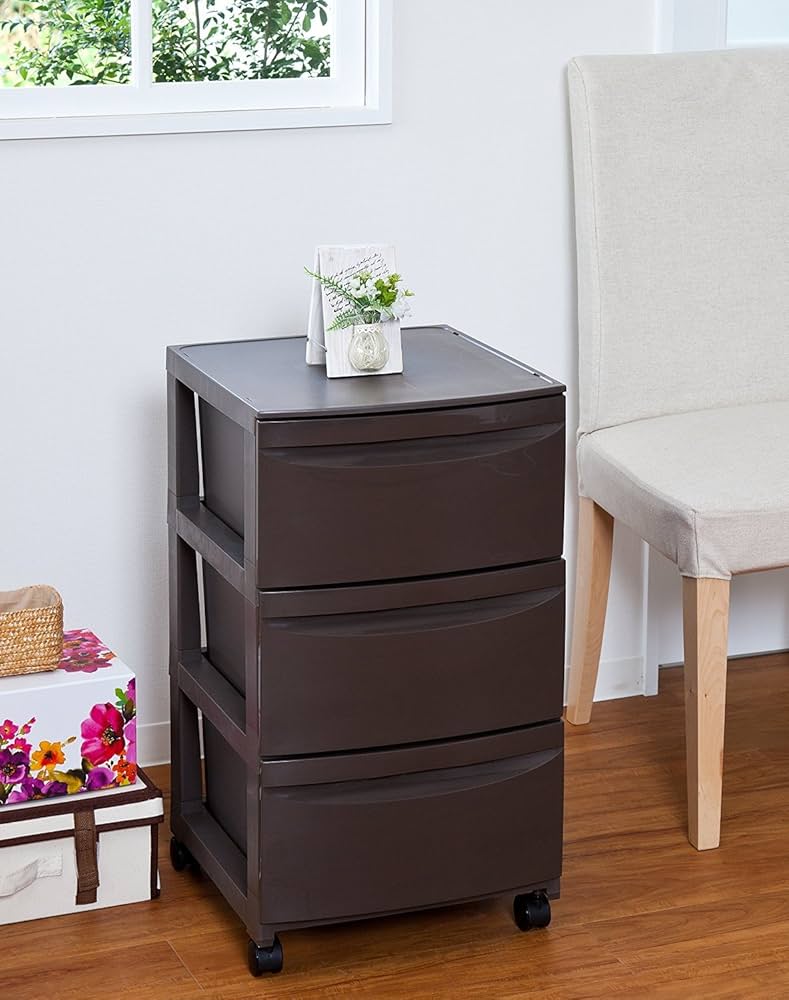 Amazon.co.jp: リビング収納 チェスト ルーセント 3段 363 アースブラウン