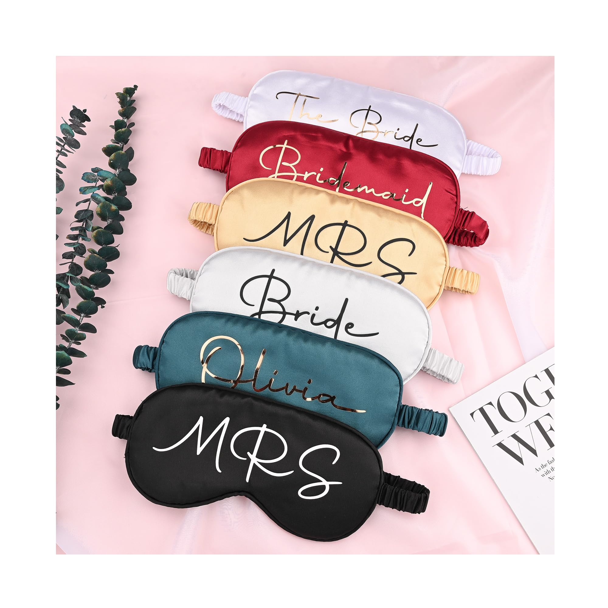 Customized Silk Sleep Mask for Women, BUGMKCS Personalized Eye Masks for Sleeping with Name, Soft Satin Blackout Blindfold Men Eye Covers for Honeymoon Travel, Drowsy Sleep Mask Essential for Airplane