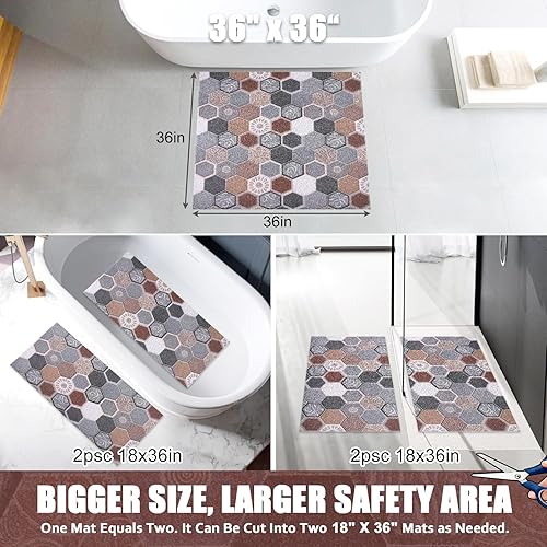 Miniatura 10 de Tapete de ducha antideslizante, suave y cómodo con agujeros de drenaje, tapete de baño de masaje de lufa de PVC para ducha, bañera, baño, zonas