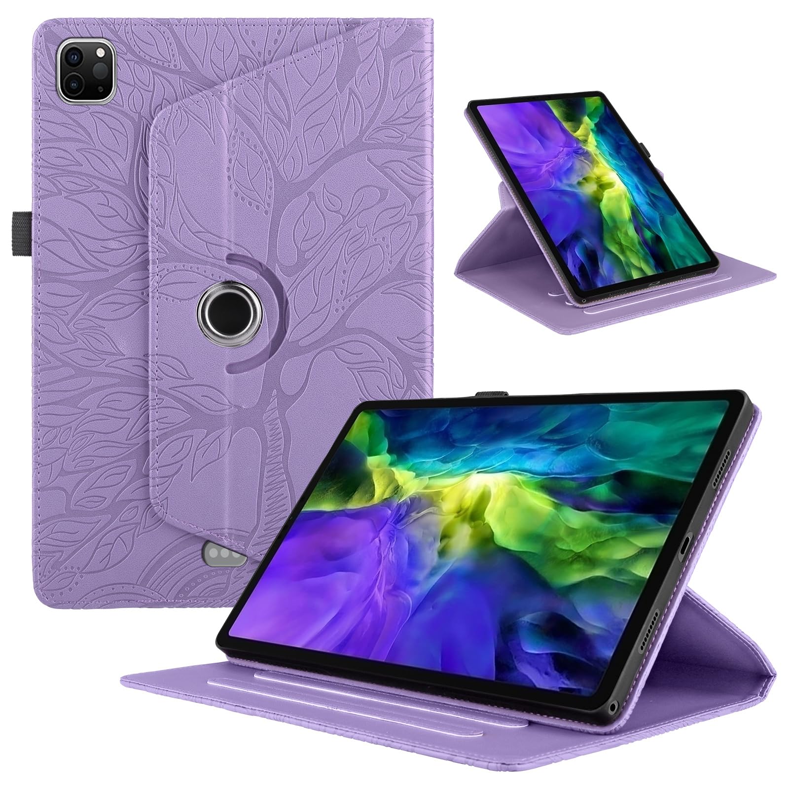 Funda para Samsung Galaxy Tab S9/ S8/ S7 11" (SM-X710/X700/T870) PU Cuero Tablets Protectora Cover 360°Carcasa Giratoria de ángulo Múltiple Stand Función Tablets Funda,Rojo Árboles — view 26