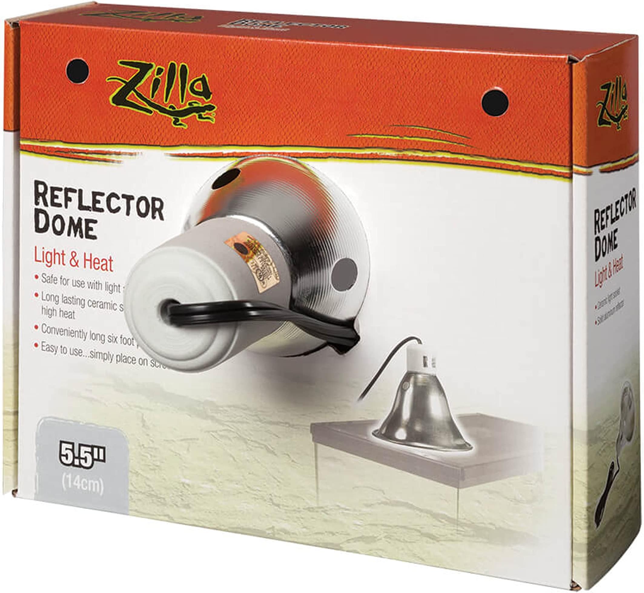 Zilla Reptile Terrarium Heat Lamps & Habitat Lighting Dome, Slv 5.5-in
