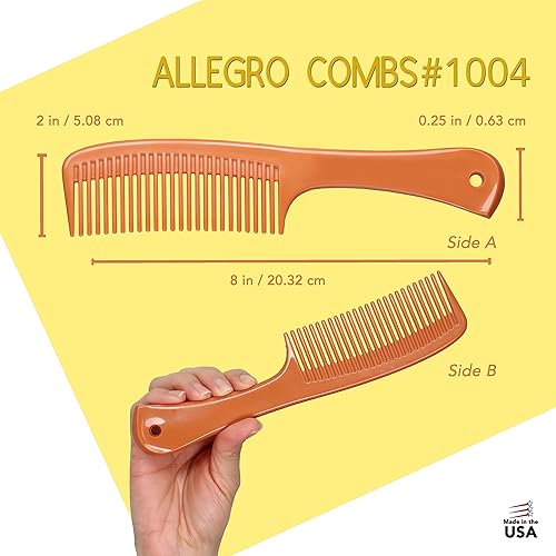 Miniatura 10 de Allegro Comb 1004 Peines desenredantes de dientes anchos para mujeres, estilistas, peine de pelo rizado para hombre, 2 piezas (negro)