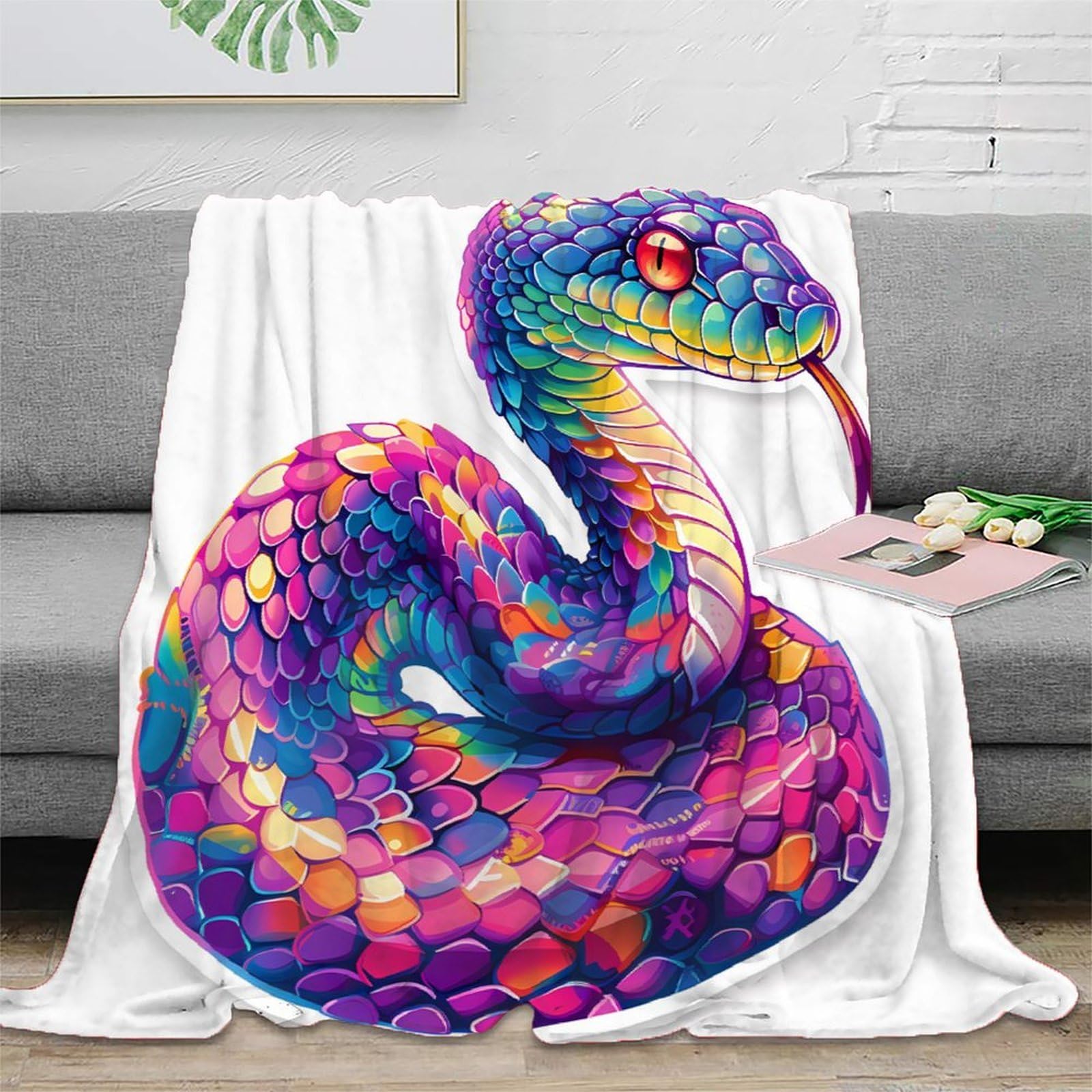 Couverture serpent anti-bouloche jeté de lit microfibre antistatique vifs