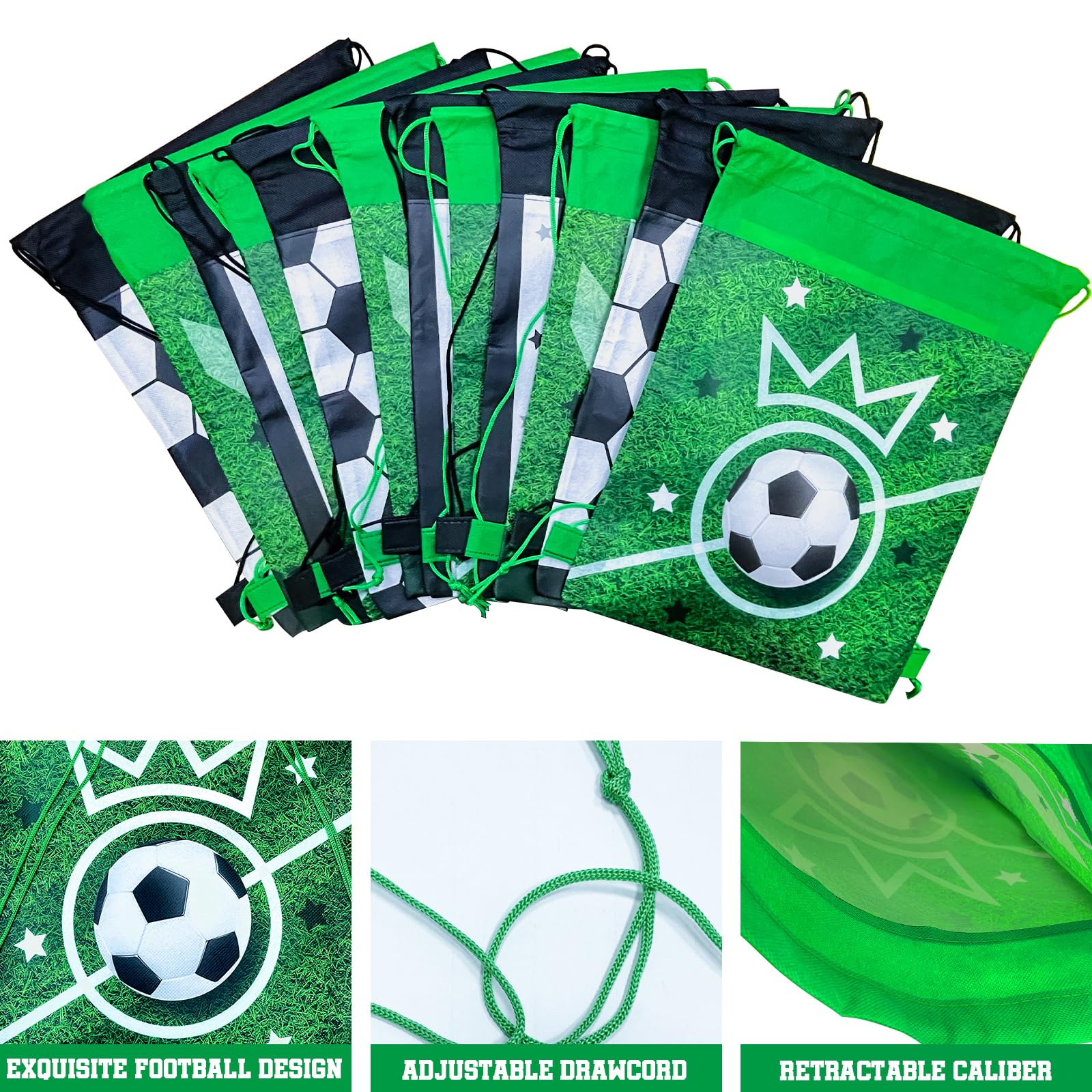 Sacs à Cordon Football – Lot De Pochettes à Thème Pour Anniversaire Et Fête Sportive, Pour Enfants