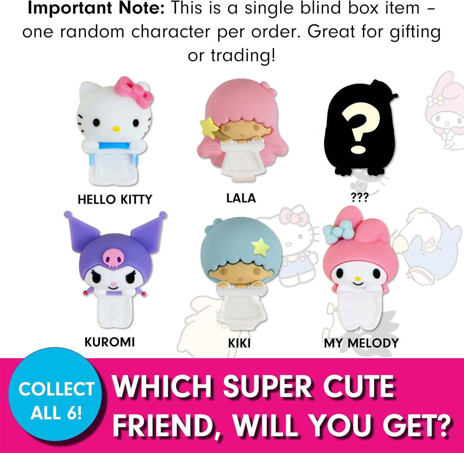 Sonix x Sanrio Hello Kitty & Friends Peekers - Pastel Series Blind Box - Adhesive Decorative Mini Figures - Includes Hello Kitty, My Melody, Kuromi, Little Twin Stars, or Mystery Character - Image 2
