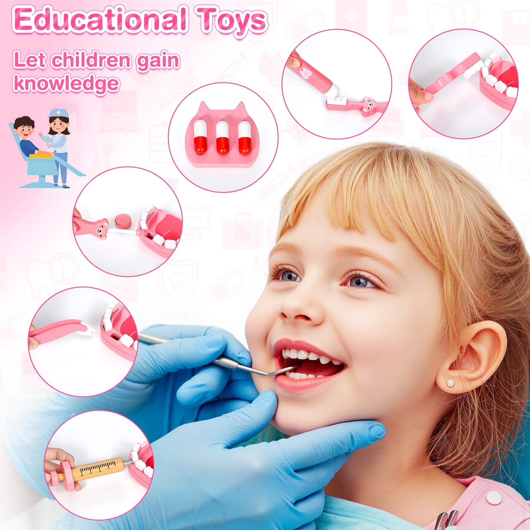 Ophy Valigetta Dottore Bambini, 16 Pezzi kit Dottoressa Bambina Ragazze e Ragazzi 3, 4, 5, Kit Medico Giocattolo con Stetoscopio, Kit Dottore Bambino,Gioco di Ruolo per bambina Performance,Halloween