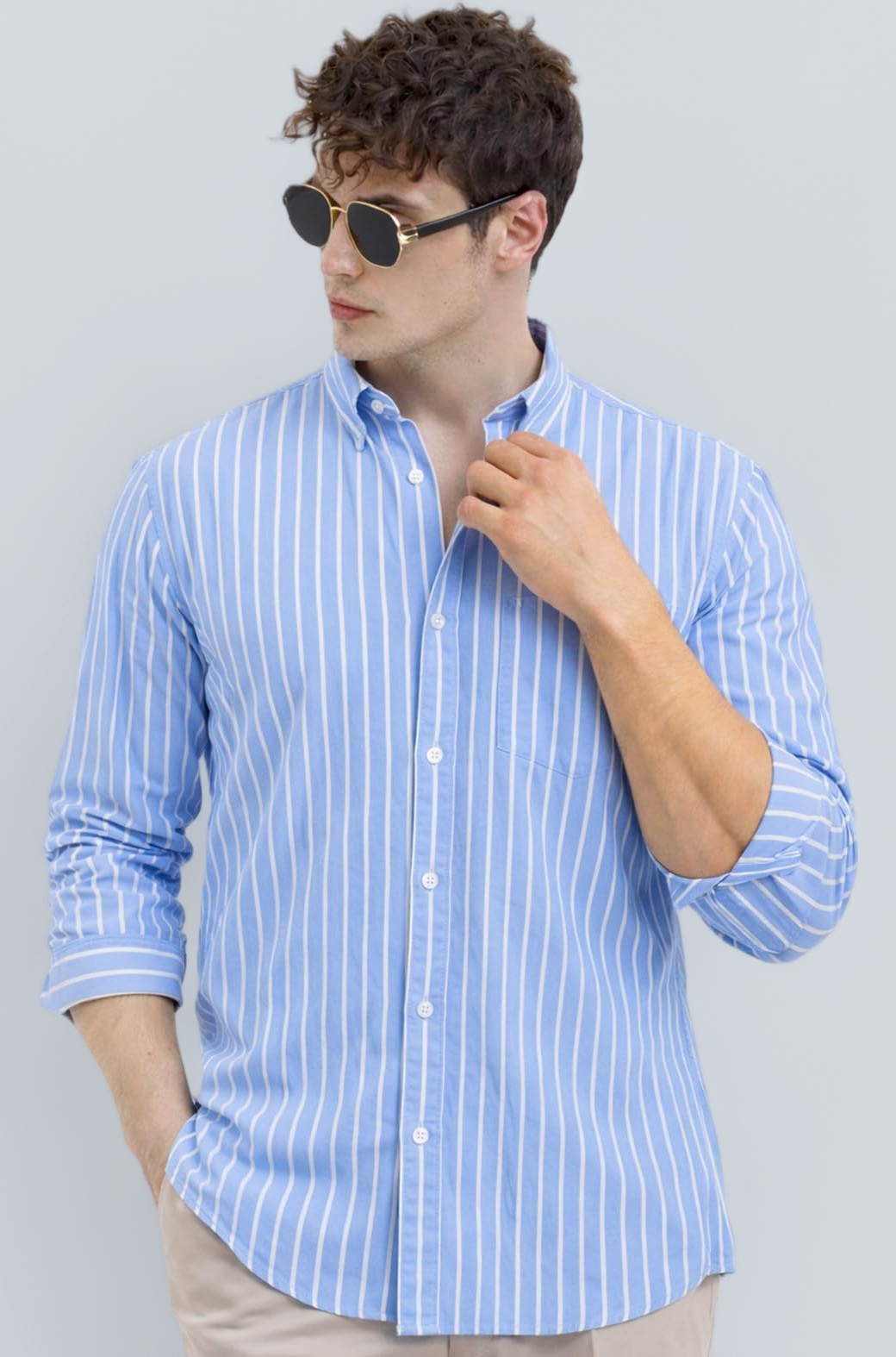 Men's Casual Printed Striped Stylish Latest Formal Shirt for Men