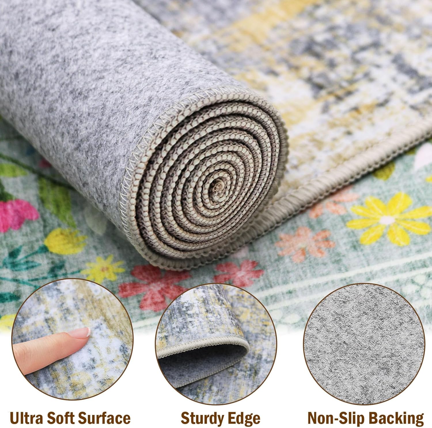 9x12 Area Rugs for Living Room, Washable Modern Abstract Large Soft Thin Carpet Indoor Floor Non-Slip Stain Resistant Carpets for Bedroom Nursery Dining Room Playroom,Natural