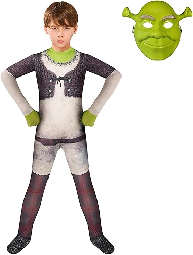 Miniatura 3 de Didadi Disfraz de monstruo verde de monstruo para Halloween, overol con máscara de 5 a 12 años