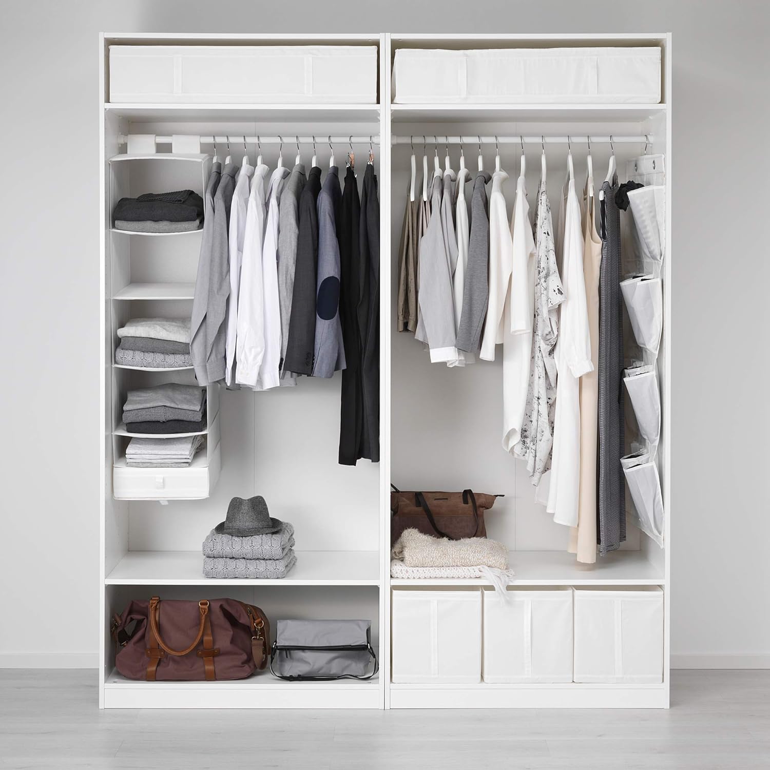 PAX wardrobe, 200x60x236 cm, white/Flisberget light beige