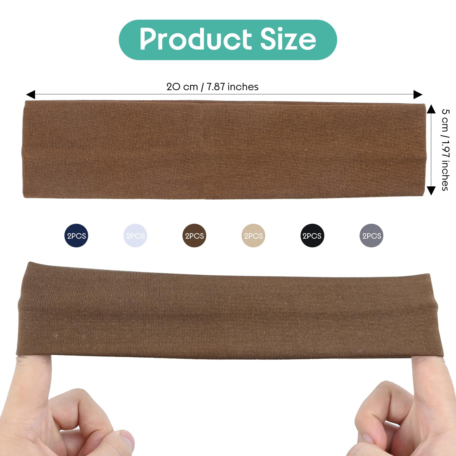 12Pcs Elastic Cotton Headband, Stretchy Headband, 5cm Non-Slip Headband, Yoga Soft Headband, Sweat Wicking Headbands - Image 2