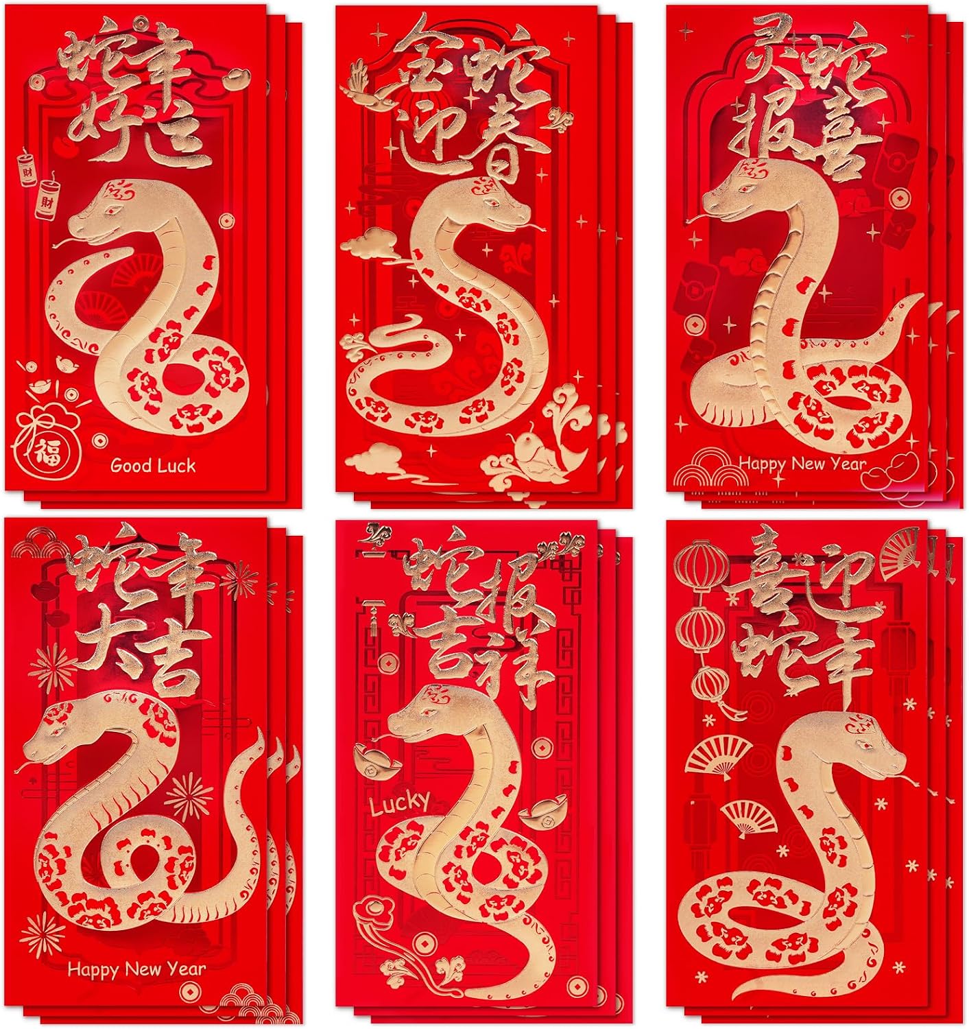 Onebttl Chinese New Year 2025 Coasters Set - Year Of The Snake Decor, 6 Pcs Absorbent Coasters With Holder, Red Lunar New Year Gifts