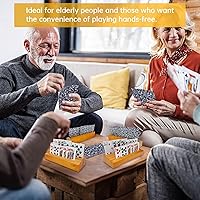 Vista 5 de Juego de soportes para mazos de cartas de madera para niños y adultos, juego de bandejas con soporte para cartas de 4 piezas para organizar