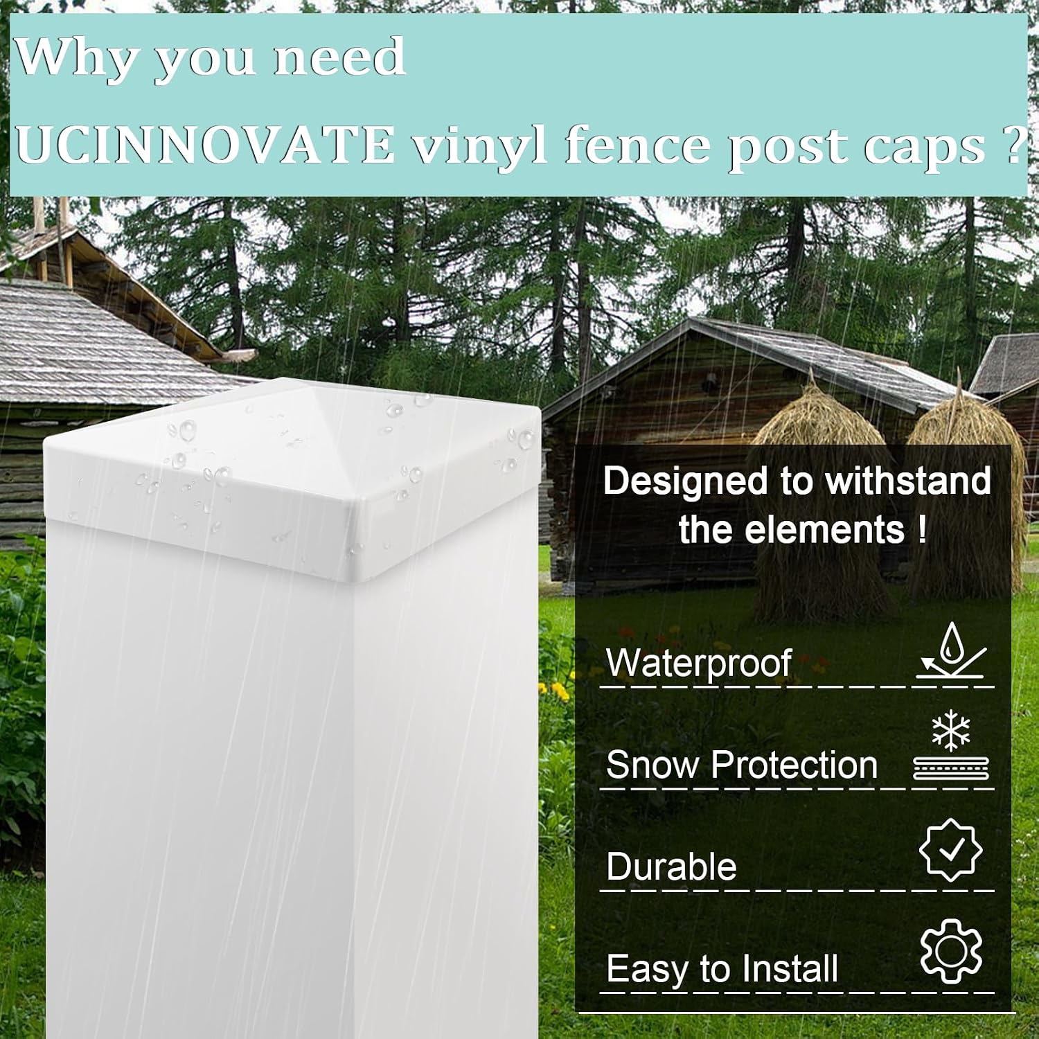 4x4 Post Caps White（Actual 3.5x3.5）10 Pack Pyramid Vinyl Fence Post Caps for Wood Deck Mailbox Decor, UV-Resistant Waterproof Long-Lasting Protection Cover for Outdoor Post