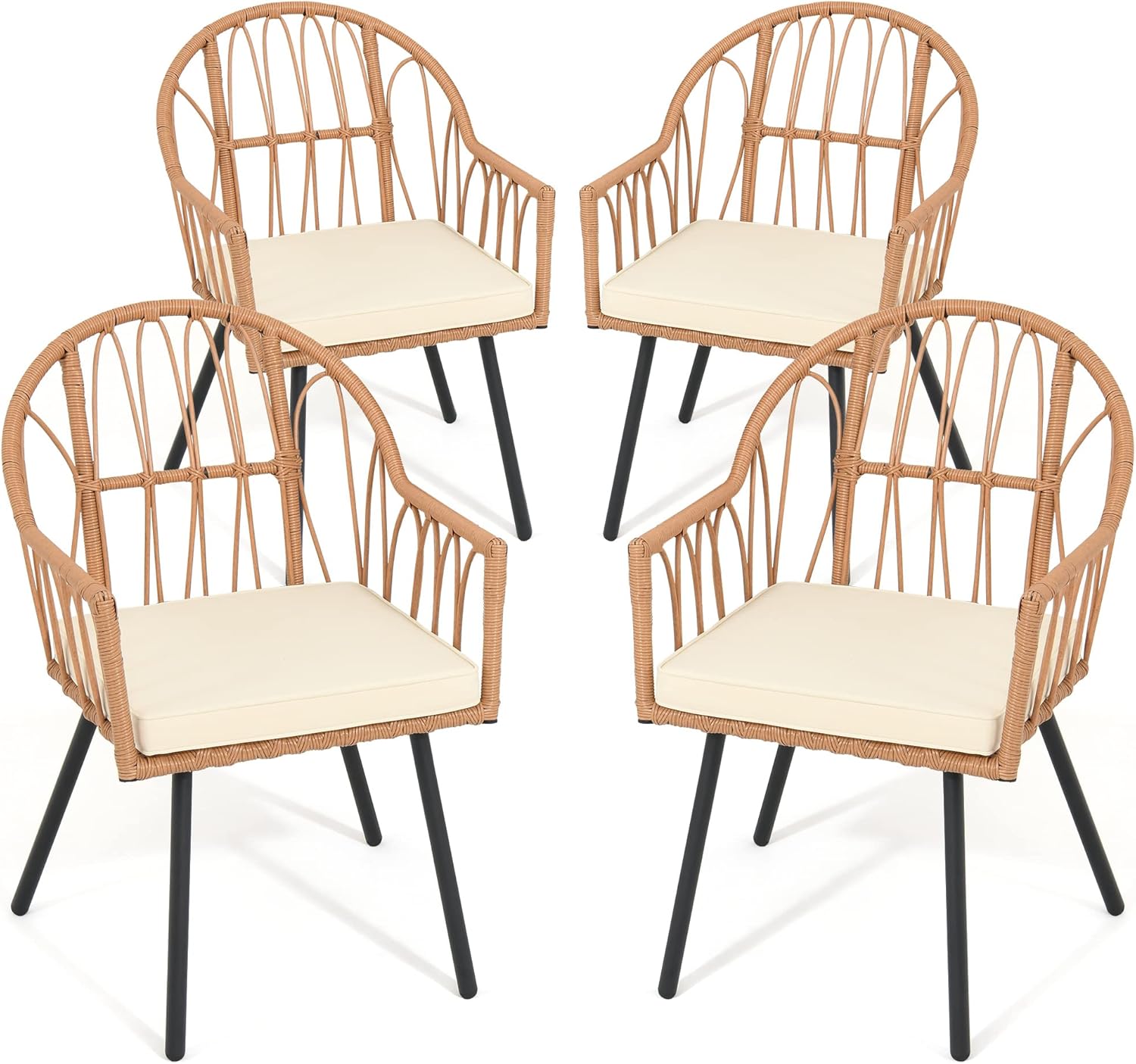 4 Pieces Rattan Wicker Chairs