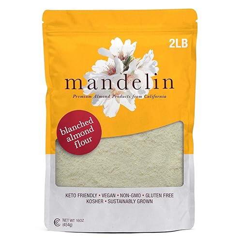 Mandelin Grower Direct Harina de almendras blanqueadas puras (2 libras), sin OMG, sin gluten, vegana, cetogénica, apta para dieta a base de plantas