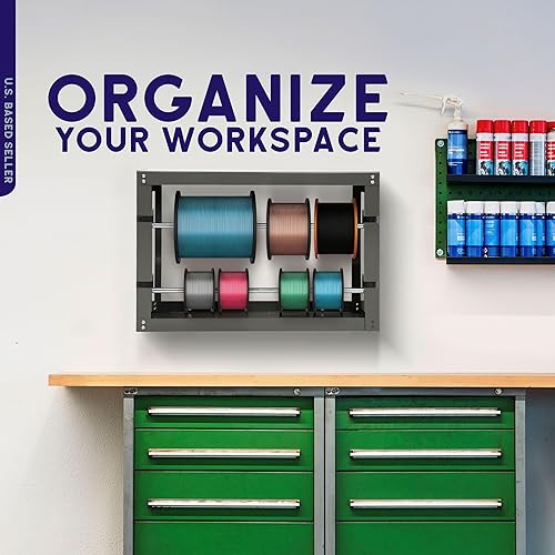 Miniatura 4 de BISupply Soporte de montaje en pared para carrete de alambre eléctrico - Estante de cable de 2 varillas para cinta, filamento, almacenamiento de