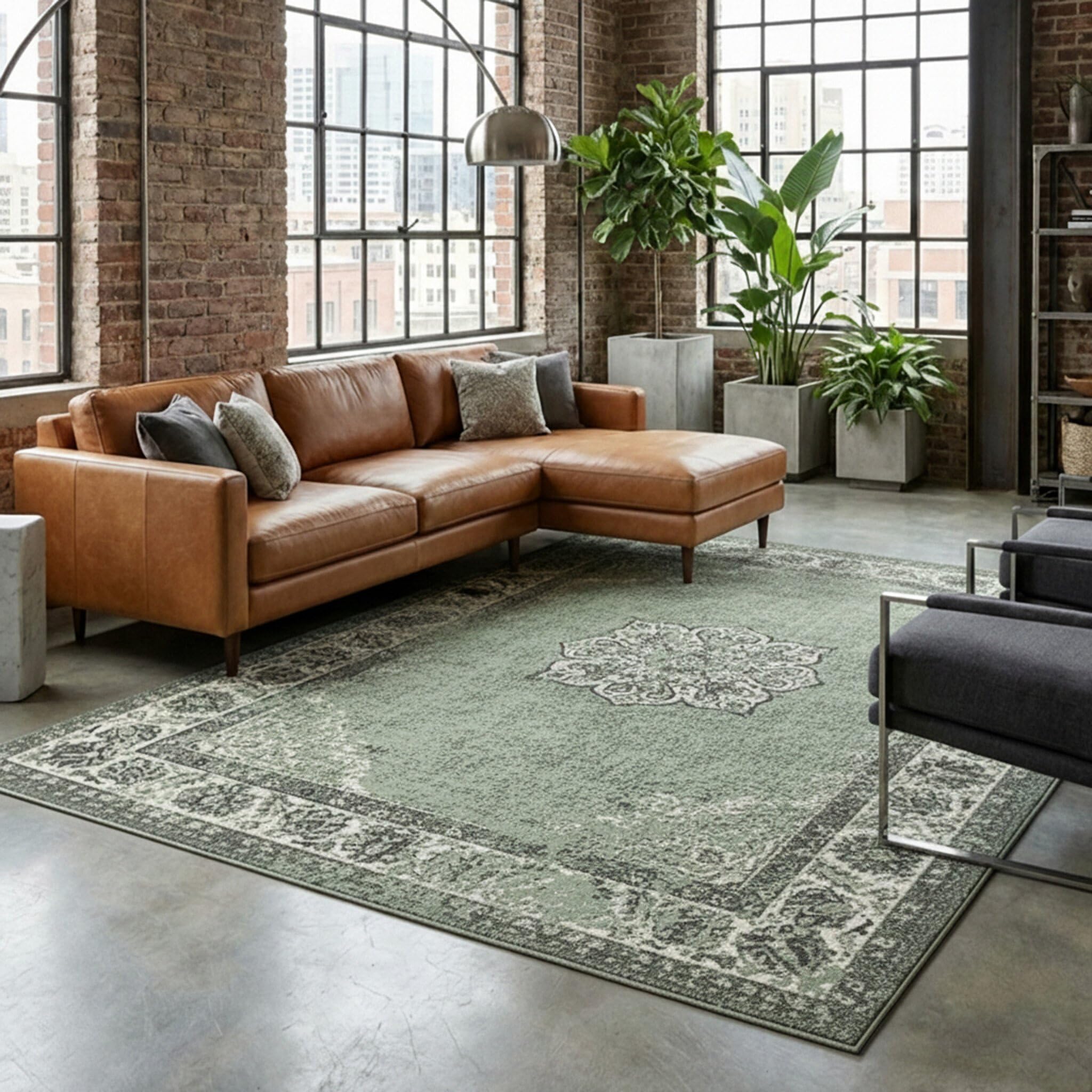 FRAAI | Home & Living Dywan Vintage - Wonder Zielony/Czarny - Poliamid - Rustykalny, Orientalny - Dywan | syntetyk, polipropylen - krótkie runo - vintage - klasyczny, orientalny - salon, jadalnia, sypialnia