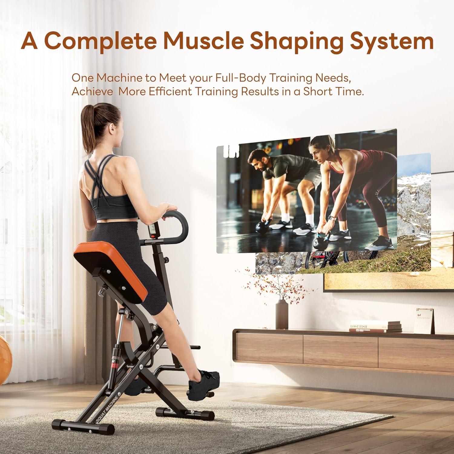 SogesPower Squat Machine for Home Gym, Squat Rowing Machine with Adjustable Resistance and Optional Full Motion, Squat Assist Trainer for Glutes & Legs Workout, Up to 330lbs