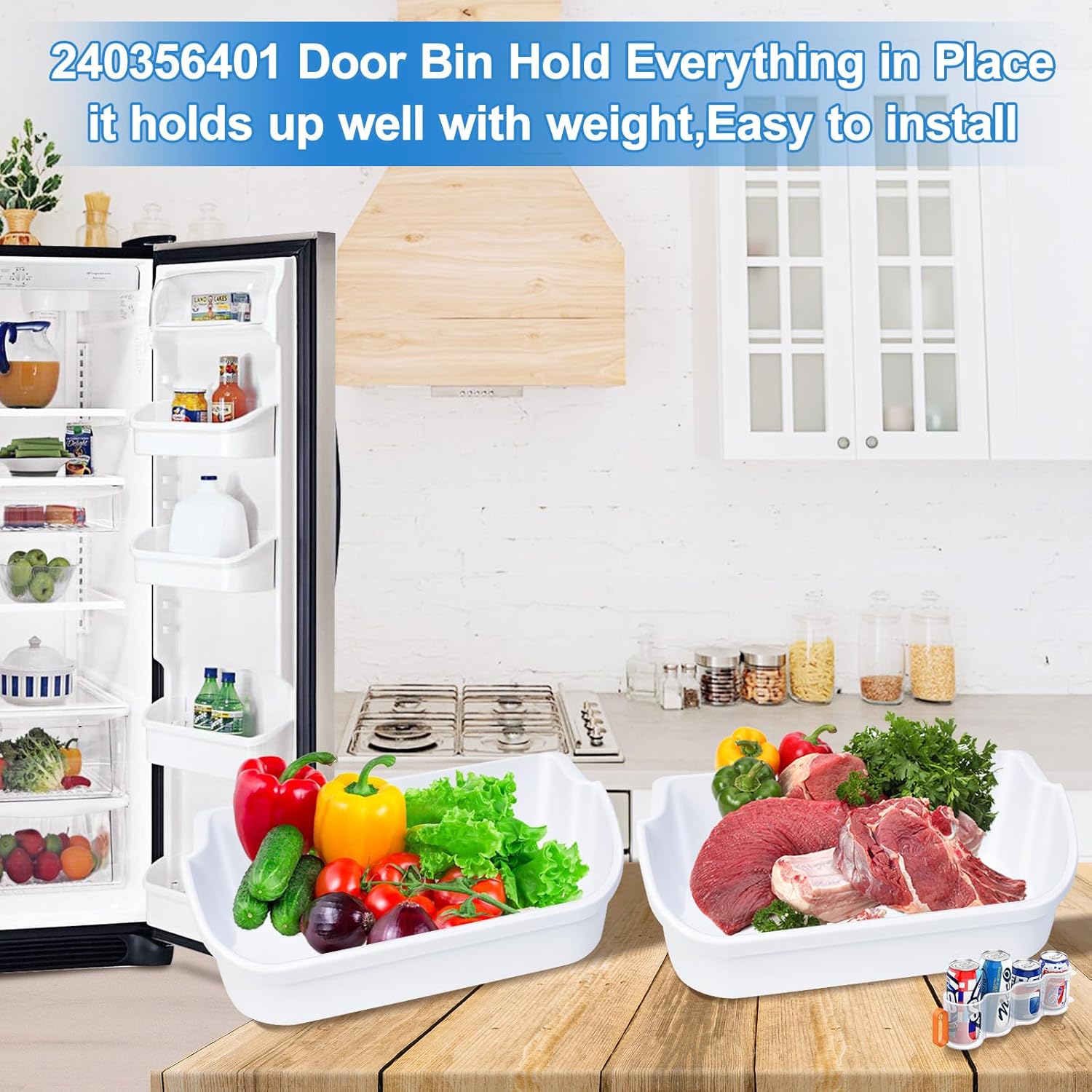 [2 PACK] UPGRADED 240356401 Refrigerator Door Bin Compatible with Frigidaire Door Shelf Replacement Parts AP2116036 Frigidaire Gallery Shelf Replacement FFHS2611PFEA FFHS2611LBRA FFSS2614QS4A Door Bin