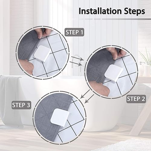 Miniatura 3 de Beda Home - Clips para cortina de ducha, 4 piezas de protección contra salpicaduras de ducha, clips autoadhesivos a prueba de viento, evita