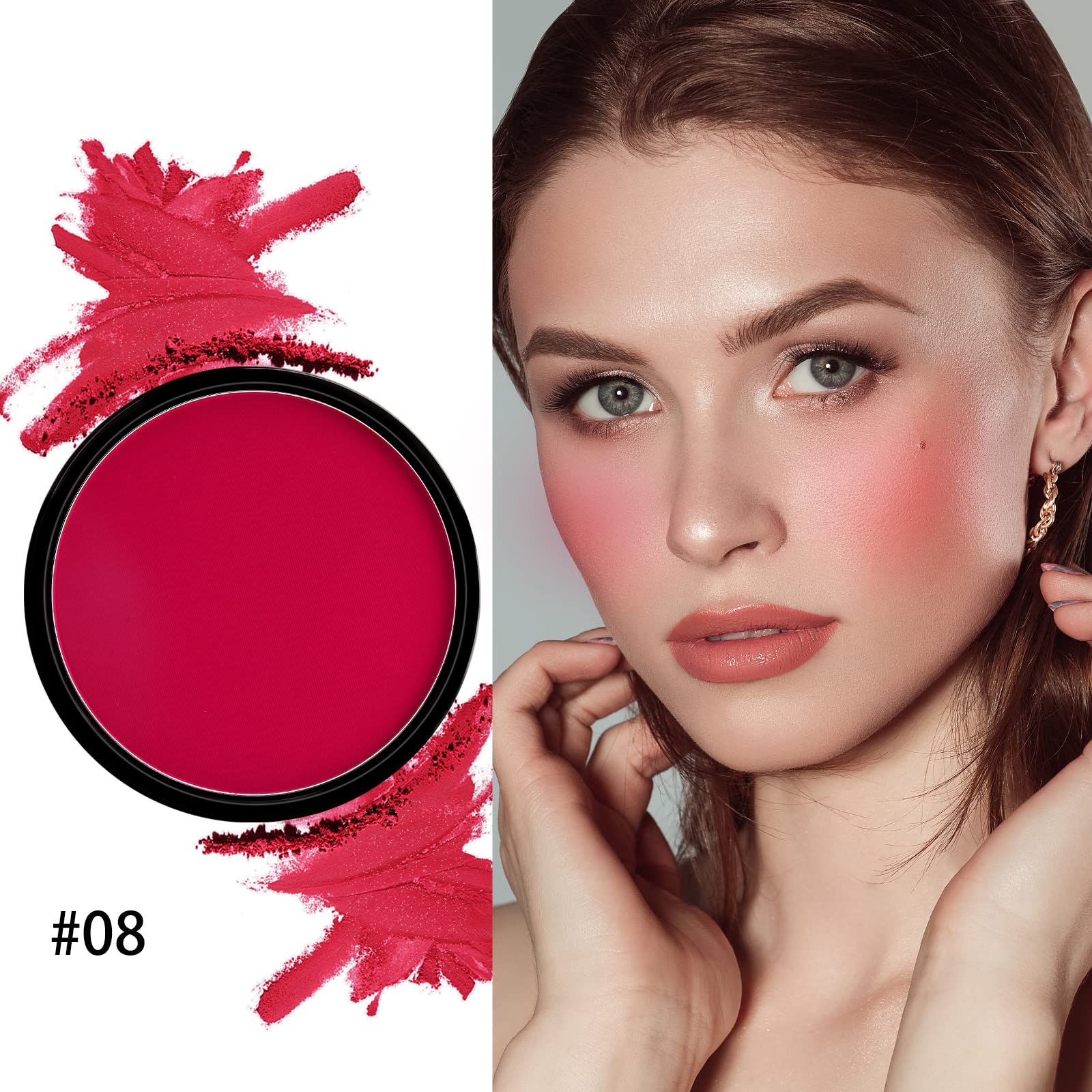 Boobeen Blush poudre Matte Blush, Palette de blushs crème hautement pigmentés pour créer un look naturel de pommettes rougies, couleurs riches