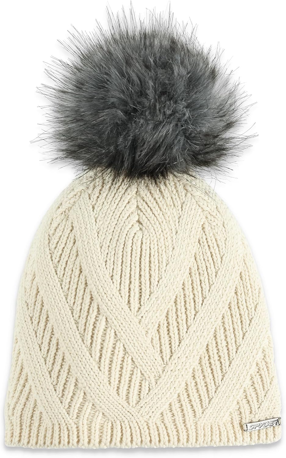 Spyder Women's Royal Pom Lined Ski Beanie, Vanilla Latte, O/S