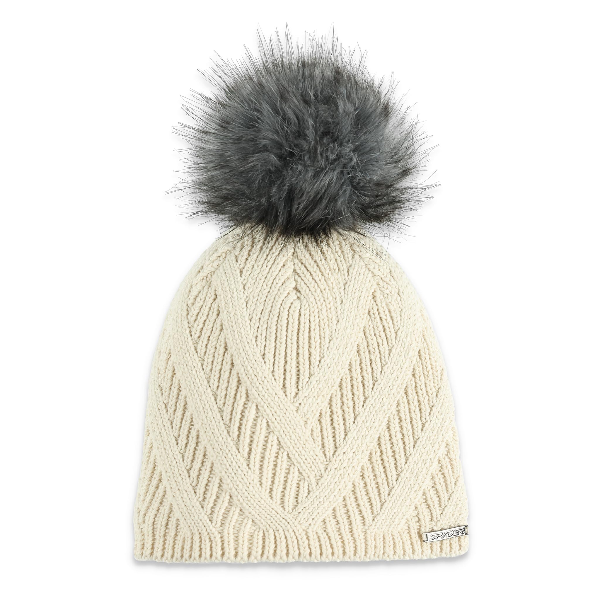 Spyder Royal Pom Lined Ski Beanie Berretto, Vanilla Latte, Taglia Unica Donna