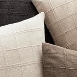 Foindtower Set of 2 Decorative Linen Check Throw Pillow Covers Neutral Farmhouse Vintage Cushion Covers Modern Boho Home Decor For Sofa Chair Couch Bedroom Living Room Outdoor,20×20 Inch,Natural Beige
