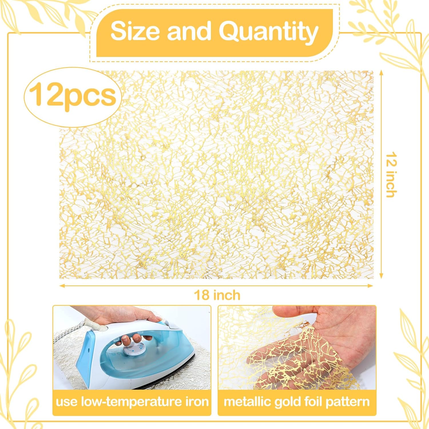12 Pcs Gold Disposable Placemats Bulk 12 x 18 Inch Gold Doilies Metallic Glitter Rectangle Foil Placemats Table Decoration Dining Place mats for Party Wedding Dining Table Birthday Party - Image 2