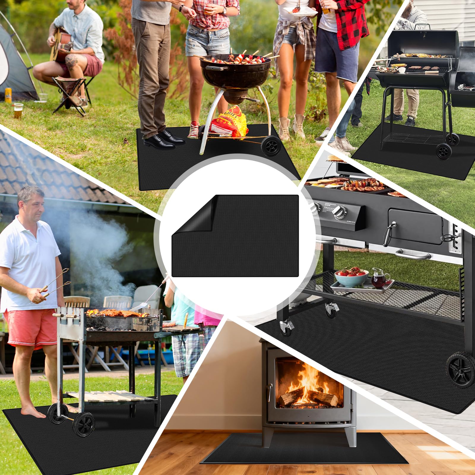 Tapis de barbecue ignifuge 100 x 150 cm en fibre de verre
