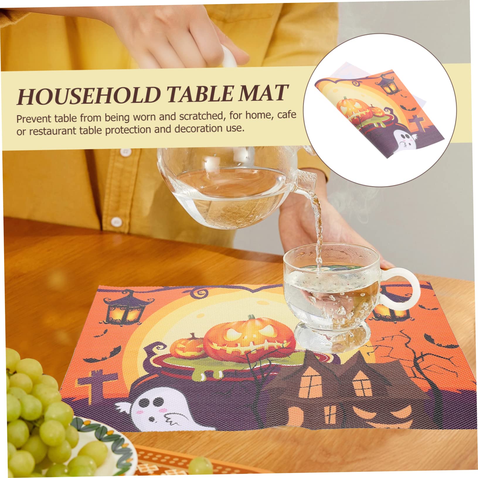 Mikinona 4pezzi Tovagliette Decorativi Per Halloween Resistente Design Elegante Per Cucina e Ristorante Tovagliette Isolanti Per Eventi Festivi