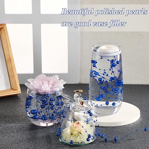Miniatura 6 de Hicarer Cadena de perlas de 157 pies con 24 cuerdas para velas flotantes, perlas de imitación como relleno de jarrón, ideal para bodas, fiestas,