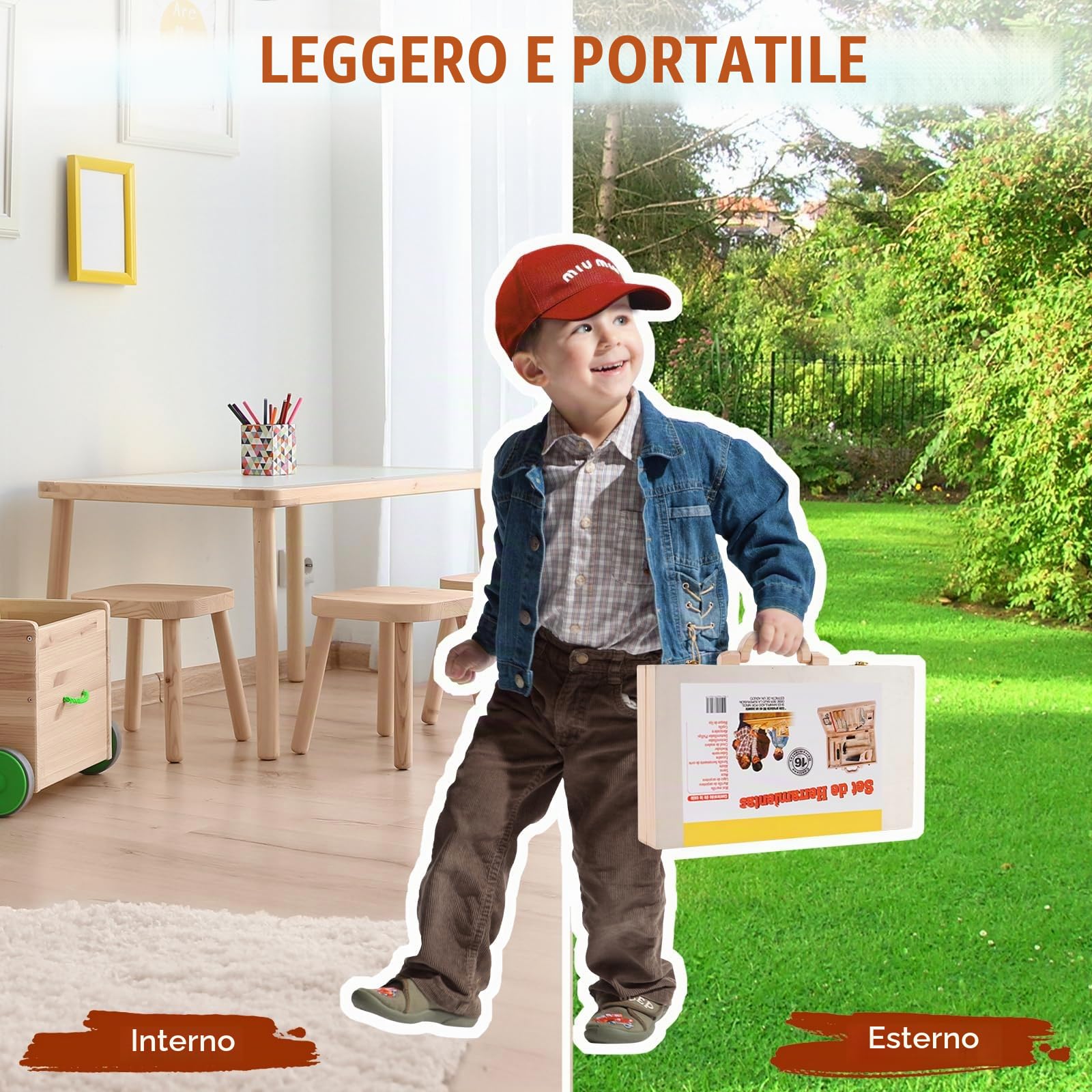 Giochi in Legno Cassetta Attrezzi,Cassetta degli Attrezzi Montessori per Bambini con Contenitore,Set di Costruzioni Educative per Bambini dai 6 Anni in su