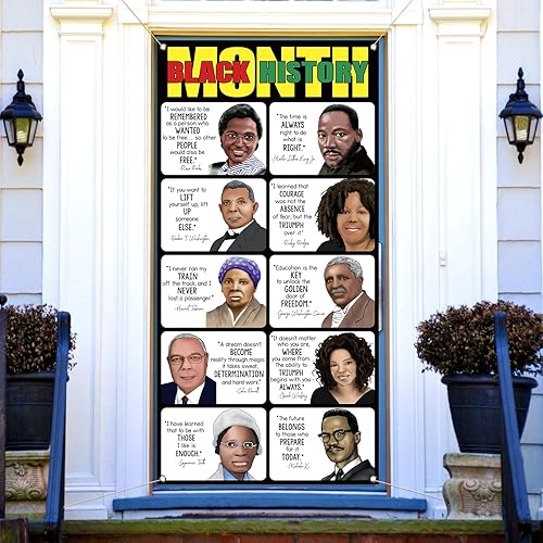 Miniatura 2 de Black History Month Cubierta de puerta Afroamericana Festival de febrero Bandera de la puerta delantera Fotografía Decoración de porche para el hogar