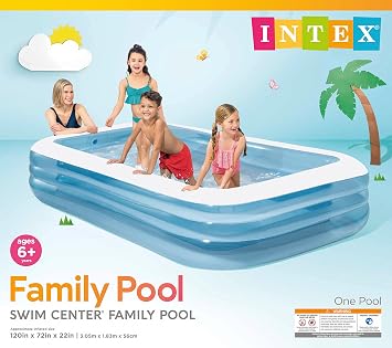 Intex Swim Center Family Inflatable Pool, 120 X 72 X 22, for Ages 6 +